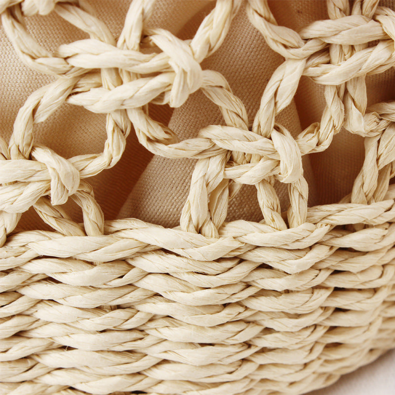 Carry Woven Beach Bag Hollow Out Cutout Silk Scarf Fresh Straw Bag Holiday Photography Casual Bag Bella Mia